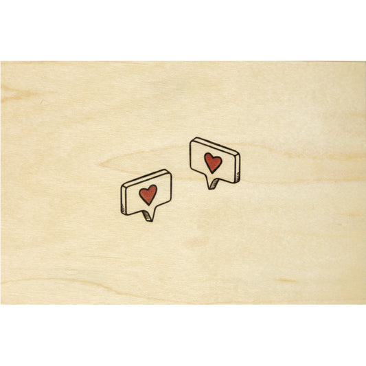 Carte en bois wood + hearts W