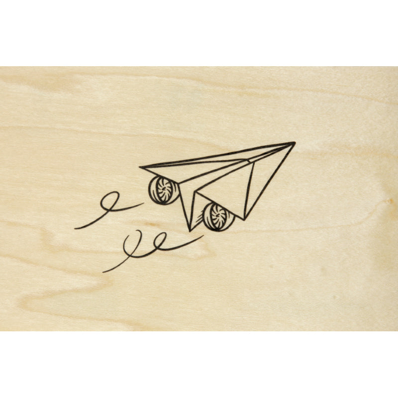 Wood postcard wood + paper plane W