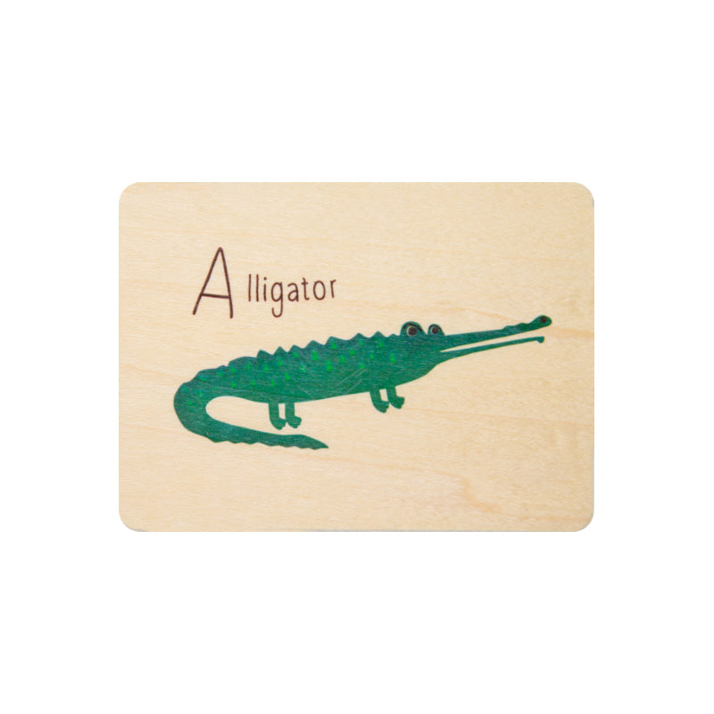 Petite carte en bois abc alligator W