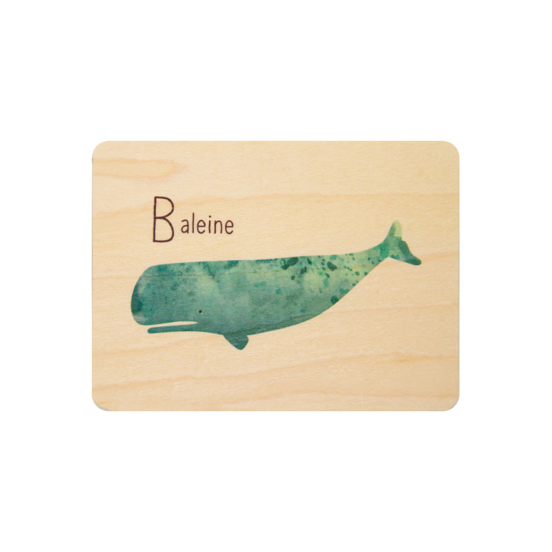 Petite carte en bois abc baleine W
