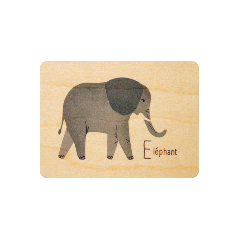 Petite carte en bois abc éléphant W