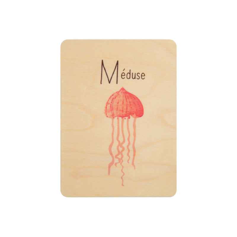 Petite carte en bois abc méduse W