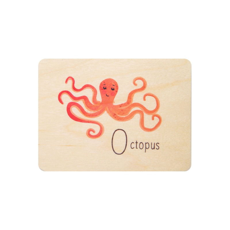 Petite carte en bois abc octopus W