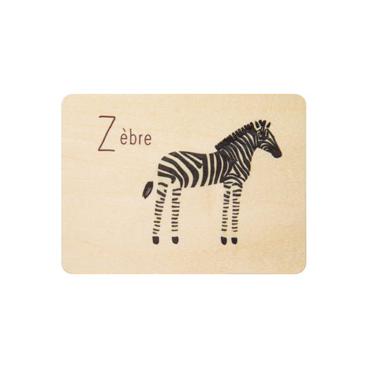 Petite carte en bois abc zèbre W