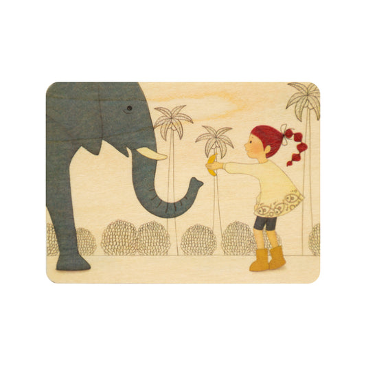 Petite carte en bois kids 2 elephant W