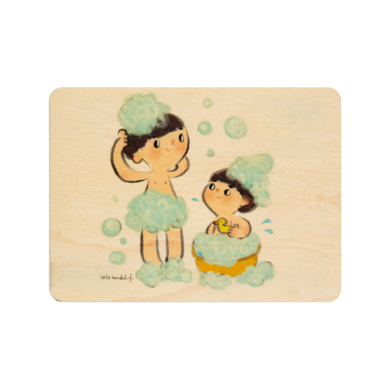 Petite carte en bois kids 3 bubble bath W