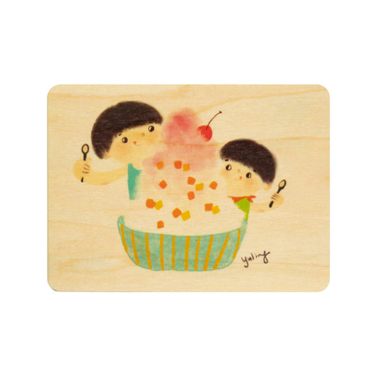 Petite carte en bois kids 3 cake W