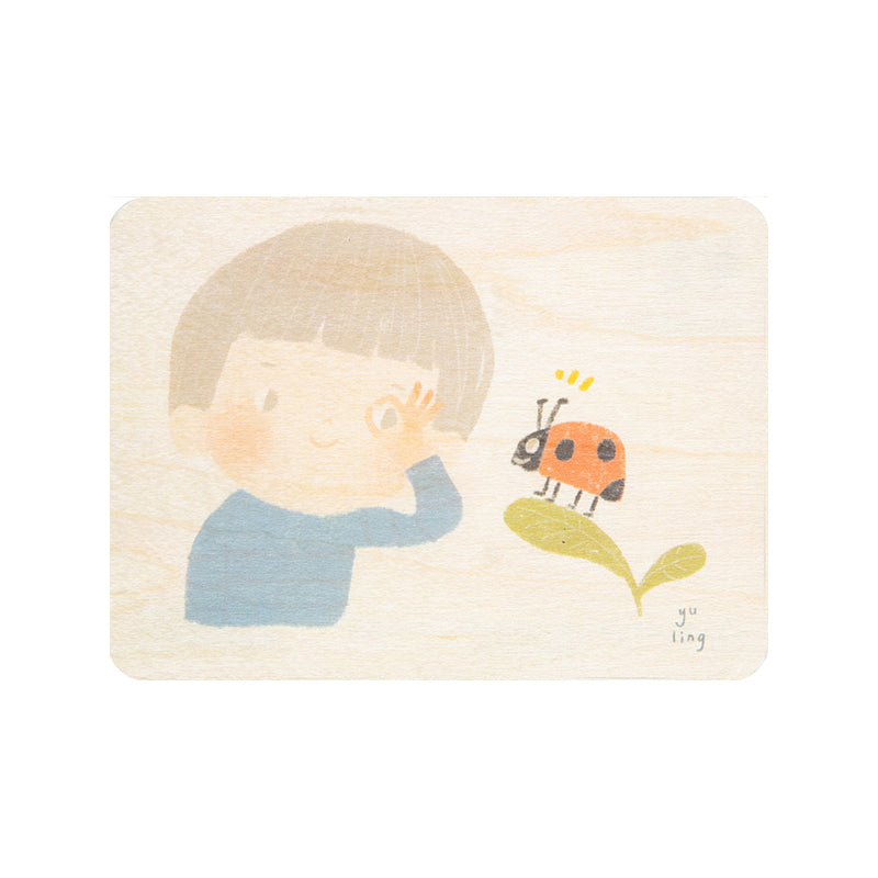 Petite carte en bois kids 3 ladybug W