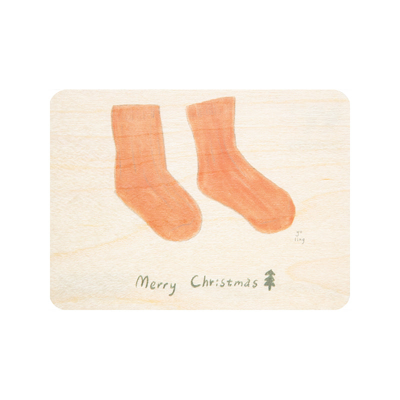 Petite carte en bois kids 3 socks W