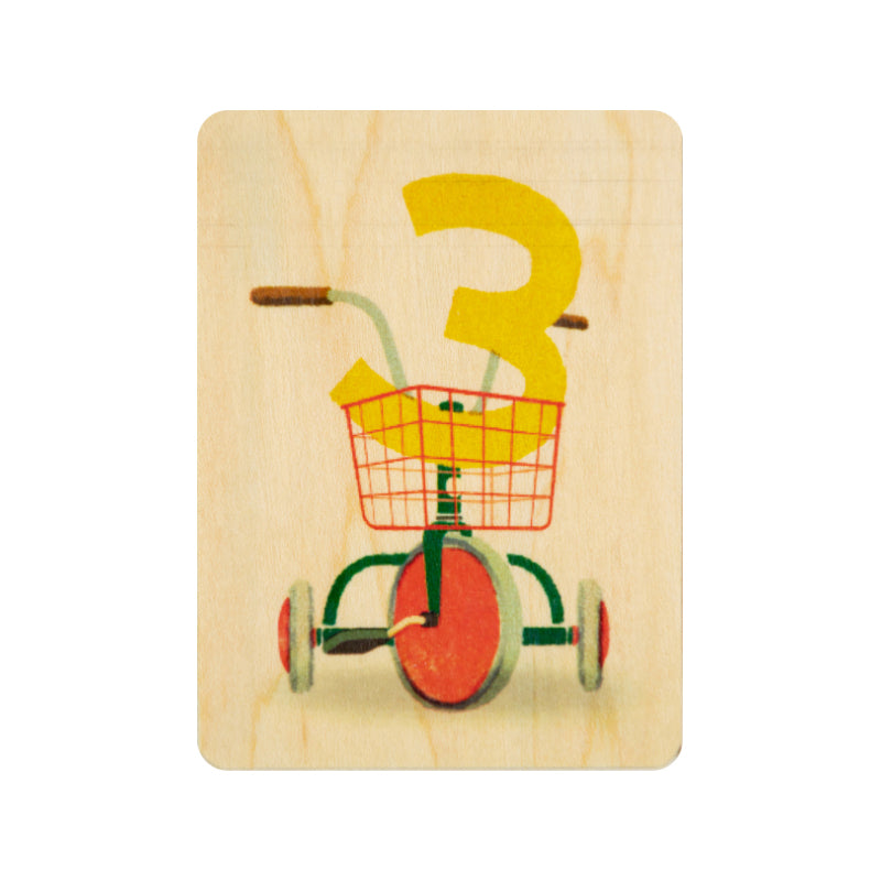 Petite carte en bois numbers 3 W